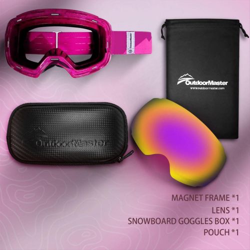  OutdoorMaster Ski Goggles PRO - Frameless, Interchangeable Lens 100% UV400 Protection Snow Goggles for Men & Women