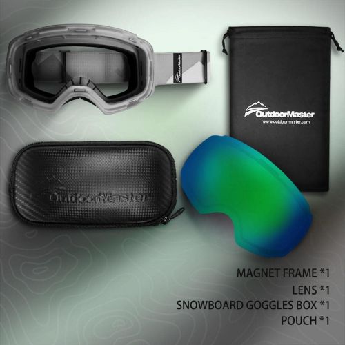  OutdoorMaster Ski Goggles PRO - Frameless, Interchangeable Lens 100% UV400 Protection Snow Goggles for Men & Women