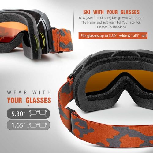  OutdoorMaster Ski Goggles OTG - Over Glasses Ski/Snowboard Goggles for Men, Women & Youth - 100% UV Protection