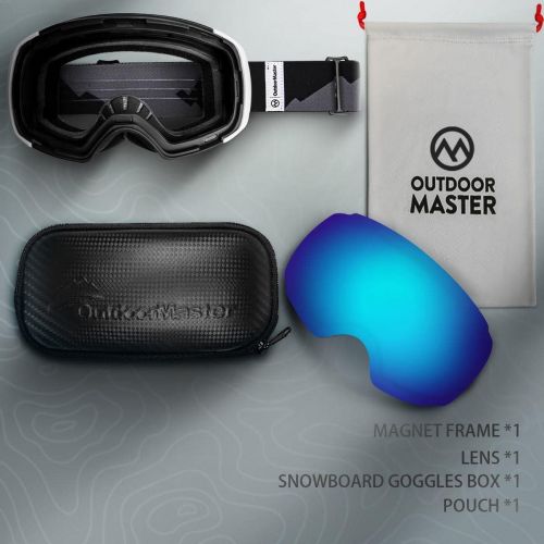  OutdoorMaster Ski Goggles PRO - Frameless, Interchangeable Lens 100% UV400 Protection Snow Goggles for Men & Women