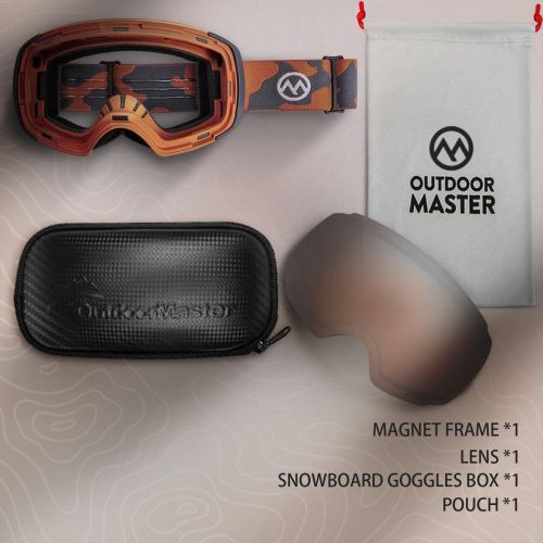  OutdoorMaster Ski Goggles PRO - Frameless, Interchangeable Lens 100% UV400 Protection Snow Goggles for Men & Women