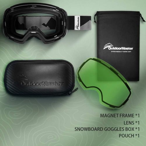  OutdoorMaster Ski Goggles PRO - Frameless, Interchangeable Lens 100% UV400 Protection Snow Goggles for Men & Women