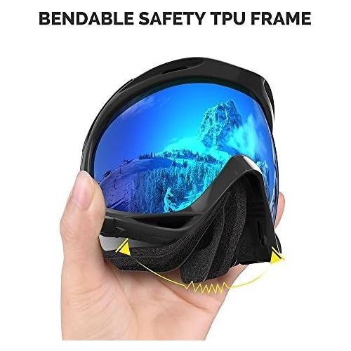  OutdoorMaster Ski Goggles OTG - Over Glasses Ski/Snowboard Goggles for Men, Women & Youth - 100% UV Protection