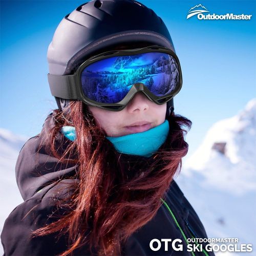  OutdoorMaster Ski Goggles OTG - Over Glasses Ski/Snowboard Goggles for Men, Women & Youth - 100% UV Protection