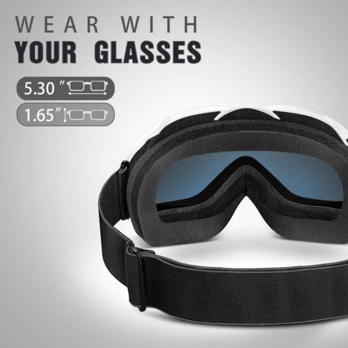  OutdoorMaster Ski Goggles OTG - Over Glasses Ski/Snowboard Goggles for Men, Women & Youth - 100% UV Protection