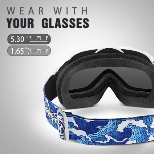  OutdoorMaster Ski Goggles OTG - Over Glasses Ski/Snowboard Goggles for Men, Women & Youth - 100% UV Protection