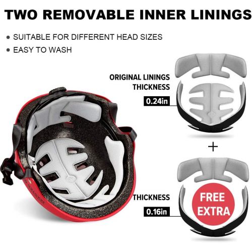  OutdoorMaster Skateboard Helmet - Lightweight, Low-Profile Skate & BMX Helmet with Removable Lining - 12 Vents Ventilation System - for Kids, Youth & Adults