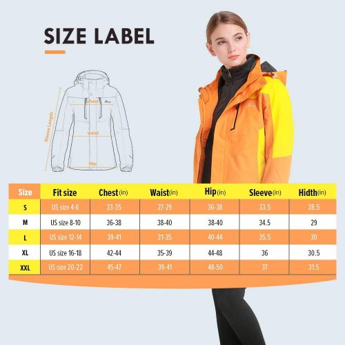  OutdoorMaster Womens 3-in-1 Ski Jacket - Winter Jacket Set with Fleece Liner Jacket & Hooded Waterproof Shell - for Women