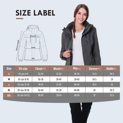  OutdoorMaster Womens 3-in-1 Ski Jacket - Winter Jacket Set with Fleece Liner Jacket & Hooded Waterproof Shell - for Women