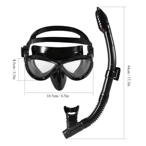  OutdoorMaster Diving Masks Snorkeling Goggles Kids Scuba Diving Mask Tube Set Snorkeling Mask Goggles Swimming Breath Dry Snorkel Snorkelling Masks (Color : Black)