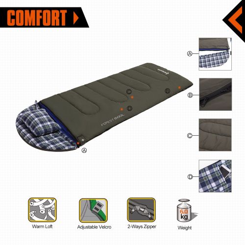  Outdoorsman KingCamp Oversize 3-in-1 Cotton Adult Alpine 3 Season Sleeping Bag with Removable Cotton Flannel Liner and Pillow
