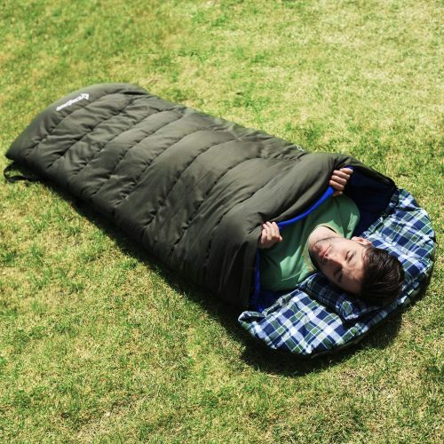  Outdoorsman KingCamp Oversize 3-in-1 Cotton Adult Alpine 3 Season Sleeping Bag with Removable Cotton Flannel Liner and Pillow