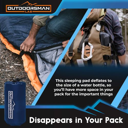  Outdoorsman Lab Sleeping Pad for Camping - Patented Camp Mat, Ultralight - Best Compact Inflatable Air Mattress for Adults & Kids - Lightweight Hiking, Backpacking, Outdoor & Trave