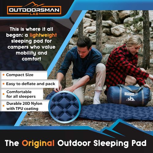  Outdoorsman Lab Sleeping Pad for Camping - Patented Camp Mat, Ultralight - Best Compact Inflatable Air Mattress for Adults & Kids - Lightweight Hiking, Backpacking, Outdoor & Trave
