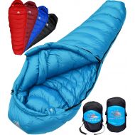 OutdoorsmanLab Hyke & Byke Quandary 15 Degree F 650 Fill Power Hydrophobic Down Sleeping Bag with Allied LofTech Base - Ultra Lightweight 3 Season Men’s and Women’s Mummy Bag Designed for Backpac