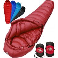 OutdoorsmanLab Hyke & Byke Quandary 15 Degree F 650 Fill Power Hydrophobic Down Sleeping Bag with Allied LofTech Base - Ultra Lightweight 3 Season Men’s and Women’s Mummy Bag Designed for Backpac