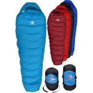 OutdoorsmanLab Hyke & Byke Snowmass 0 Degree F 650 Fill Power Hydrophobic Down Sleeping Bag with Allied LofTech Base - Ultra Lightweight 4 Season Men’s and Women’s Mummy Bag Designed for Cold Wea