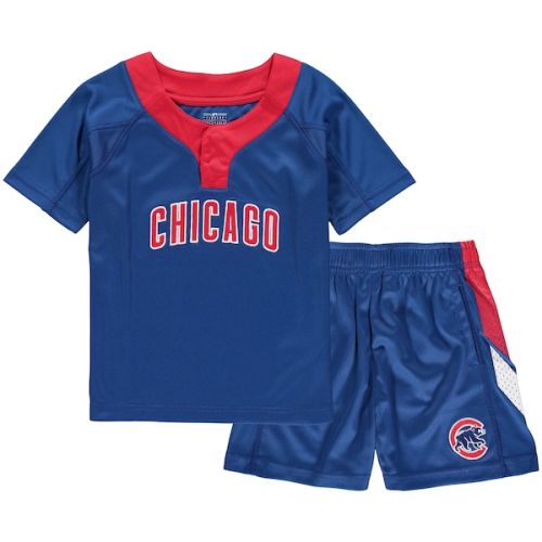  Outerstuff Toddler Chicago Cubs RoyalRed Ground Rules T-Shirt & Shorts Set