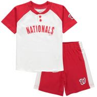 Outerstuff Toddler Washington Nationals WhiteRed Good Hit Henley T-Shirt & Shorts Set