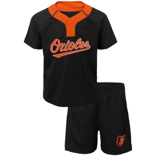  Outerstuff Toddler Baltimore Orioles BlackOrange Ground Rules T-Shirt & Shorts Set