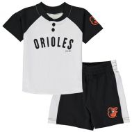 Outerstuff Toddler Baltimore Orioles WhiteBlack Good Hit Henley T-Shirt & Shorts Set