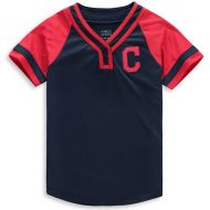 Outerstuff Youth Cleveland Indians NavyRed Dedicated Raglan T-Shirt