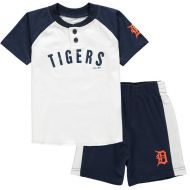 Outerstuff Toddler Detroit Tigers WhiteNavy Good Hit Henley T-Shirt & Shorts Set