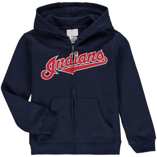  Outerstuff Youth Cleveland Indians Navy Wordmark Full-Zip Hoodie