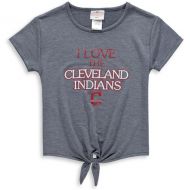 Outerstuff Girls Youth Cleveland Indians Heathered Navy True Love Tie Bottom Tri-Blend T-Shirt