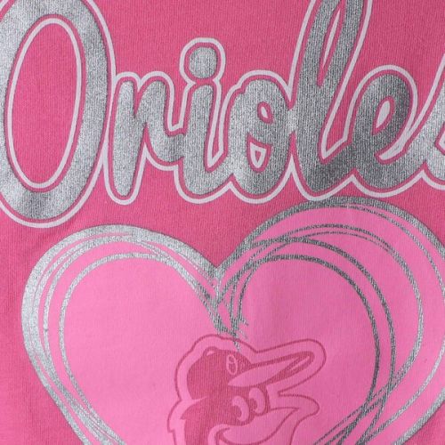  Outerstuff Girls Preschool Baltimore Orioles Pink Unfoiled Love T-Shirt
