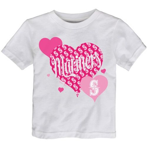  Outerstuff Girls Toddler Seattle Mariners White Bubbly Luv T-Shirt