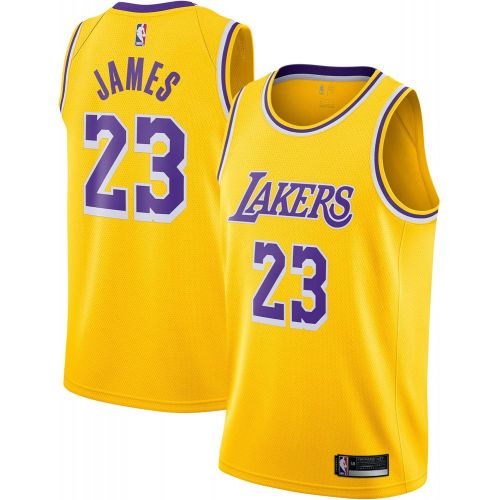  OuterStuff Lebron James Los Angeles Lakers #23 Yellow Youth Icon Edition Swingman Jersey