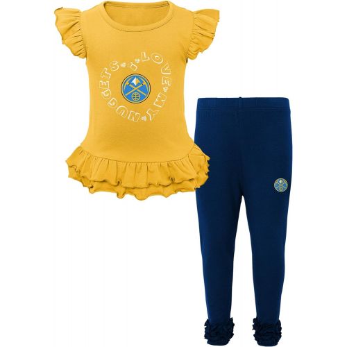  NBA by Outerstuff NBA Denver Nuggets Kids Team Love Ruffle Shirt and Pant Set, Large (6X), Dark Navy