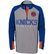 OuterStuff NBA NBA Kids & Youth Boys New York Knicks Shooter 1/4 Zip Long Sleeve Top, Grey, Kids Medium(5-6)