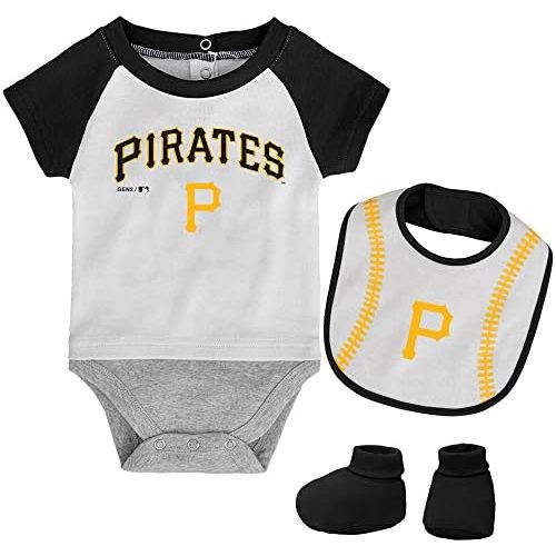  Outerstuff MLB Newborn Baseball Kid Bodysuit, Bib & Booties Set - White