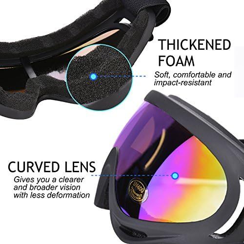  [아마존베스트]Outgeek Ski Goggles, 2-Pack Skate Glasses with UV 400 Protection Windproof and Dustproof for Snowboard Motorcycle Bicycle