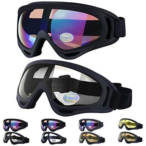  [아마존베스트]Outgeek Ski Goggles, 2-Pack Skate Glasses with UV 400 Protection Windproof and Dustproof for Snowboard Motorcycle Bicycle