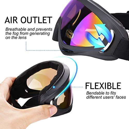  [아마존베스트]Outgeek Ski Goggles, 2-Pack Skate Glasses with UV 400 Protection Windproof and Dustproof for Snowboard Motorcycle Bicycle