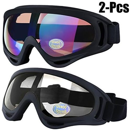  [아마존베스트]Outgeek Ski Goggles, 2-Pack Skate Glasses with UV 400 Protection Windproof and Dustproof for Snowboard Motorcycle Bicycle
