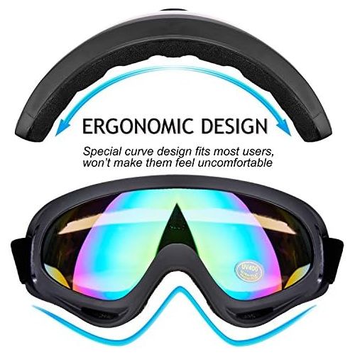  [아마존베스트]Outgeek Ski Goggles, 2-Pack Skate Glasses with UV 400 Protection Windproof and Dustproof for Snowboard Motorcycle Bicycle