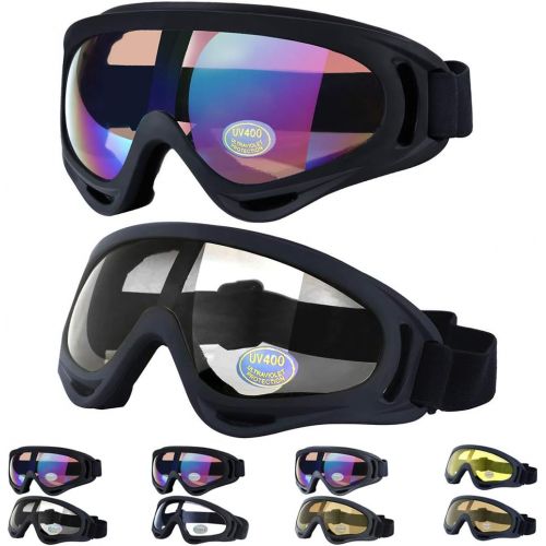  [아마존베스트]Outgeek Ski Goggles, 2-Pack Skate Glasses with UV 400 Protection Windproof and Dustproof for Snowboard Motorcycle Bicycle