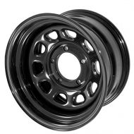 Outland 391550070 This black D-window steel wheel from Outland Automotive fits 07-16 Jeep Wrangler JK. It is 17 x9 inches with a 5x5 inch bolt pattern. Floor Liner D Window Wheel 1