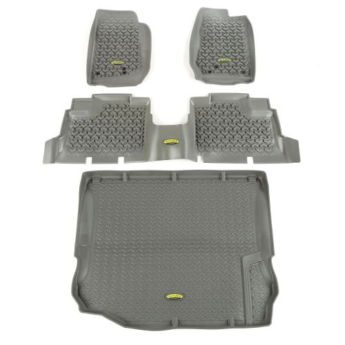  Outland 391498804 Grey Front, Rear and Cargo Floor Liner Kit For Select Jeep Wrangler Unlimited Models