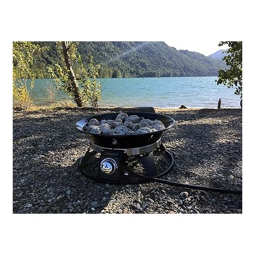  Portable 21-inch 58,000 BTU Propane Fire Pit with Cover and Carry Kit - For Camping, Patio, Backyard