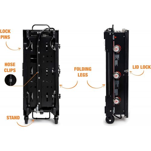  Outland Living Outland Portable Camping Stove - 3 Zone Propane Gas Burner Controller With Auto Ignition - 2 Folding Cook Stations - Adjustable Leg - Traveling Camp Stove Great for Backyard, Picni