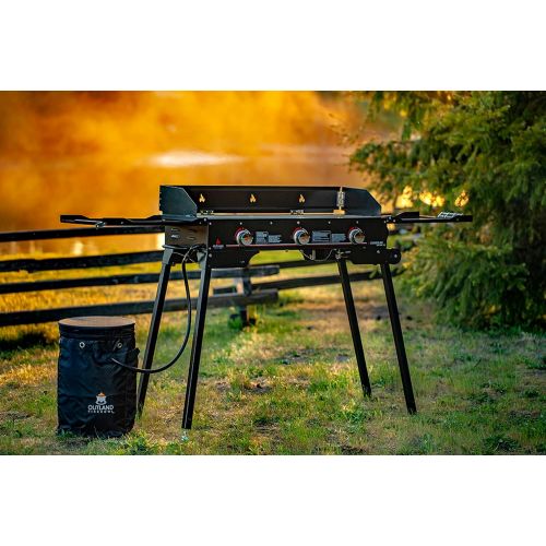  Outland Living Outland Portable Camping Stove - 3 Zone Propane Gas Burner Controller With Auto Ignition - 2 Folding Cook Stations - Adjustable Leg - Traveling Camp Stove Great for Backyard, Picni