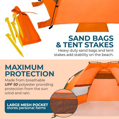  [아마존베스트]Outrav Pop Up Beach Tent - Quick and Easy Set Up, Family Size, Portable Sun and Water Shelter and Shade Canopy - for Fishing, Camping, Hiking and Outdoor Activities