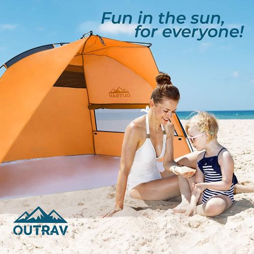  [아마존베스트]Outrav Pop Up Beach Tent - Quick and Easy Set Up, Family Size, Portable Sun and Water Shelter and Shade Canopy - for Fishing, Camping, Hiking and Outdoor Activities