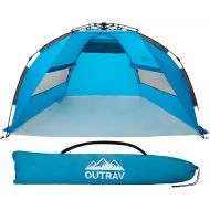 Outrav Pop Up Beach Tent - Quick and Easy Set Up, Family Size, Portable Sun and Water Shelter and Shade Canopy - for Fishing, Camping, Hiking and Outdoor Activities