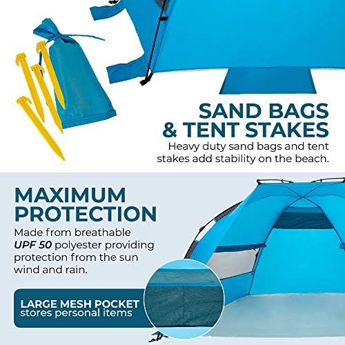  Outrav Pop Up Beach Tent - Quick and Easy Set Up, Family Size, Portable Sun and Water Shelter and Shade Canopy - for Fishing, Camping, Hiking and Outdoor Activities